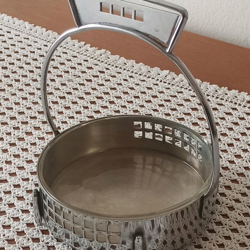 Art Nouveau Silver Plated Basket Vintage Used by Argentor Werke Vienna 1960