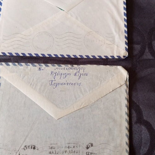 Two envelopes with postcards 1966 used, stamps and postmarks