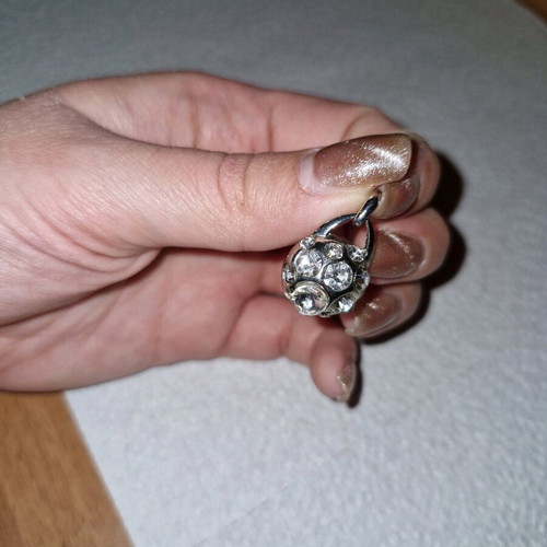 Fwo bead for necklace with rhinestones silver like new