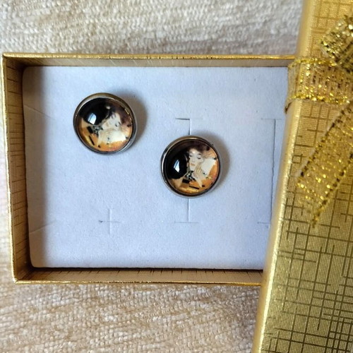Stud earrings "The Kiss" Klimt new, gold multicolor
