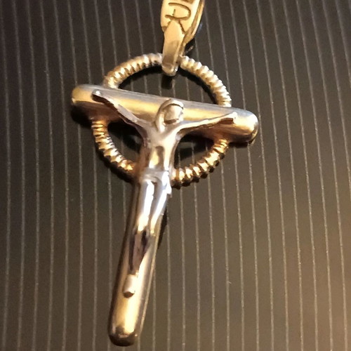 Gold cross 14k used, yellow and white gold 5.5 g