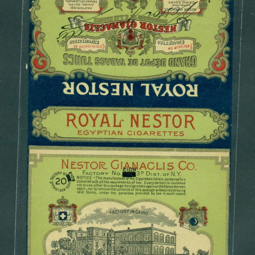 Old label of Greek tobacco company Nestor Gianaclis Co used