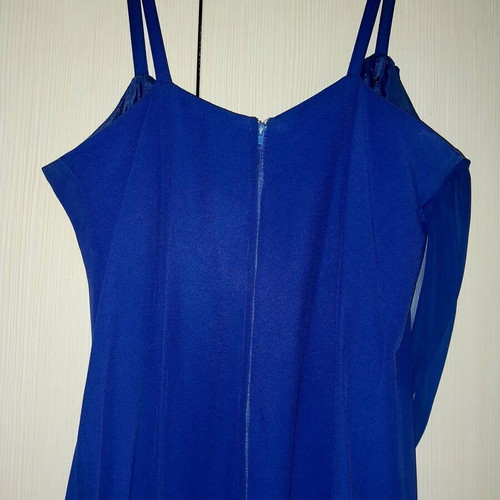Cocktail dress electric blue organza with scarf like new, size M