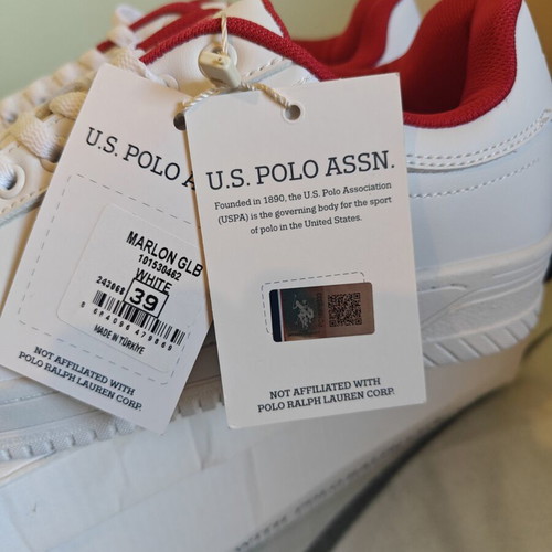 U.S. Polo Assn. sneakers new with tags, white and red, size 39