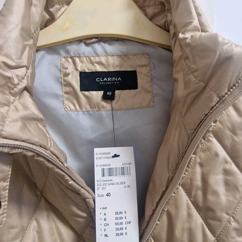Clarina quilted vest large beige new with tags
