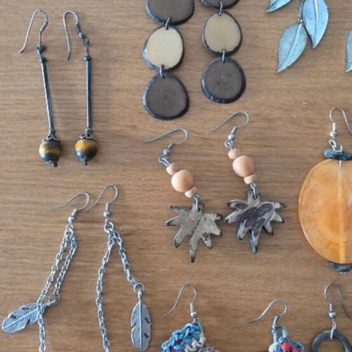 Boho earrings set used, 11 pairs multicolor