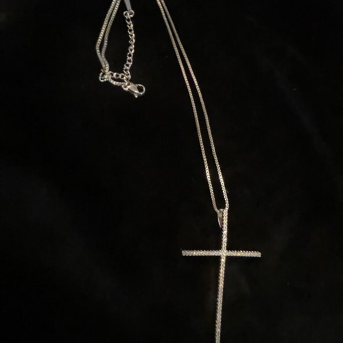 Cross pendant silver plated stainless steel new