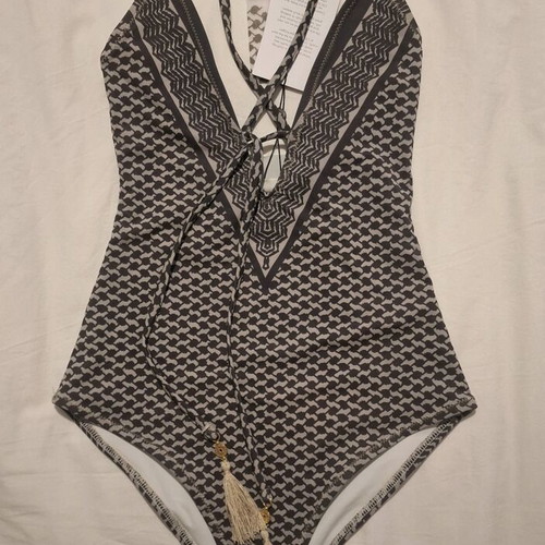 Cecilie Copenhagen one-piece swimsuit new with tags XS white gray