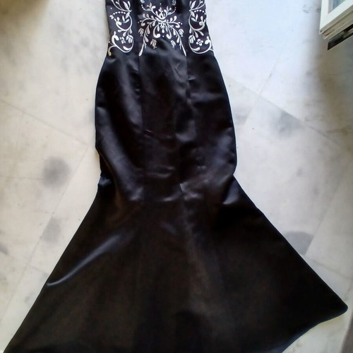 Evening dress strapless fishtail satin black size 36 like new
