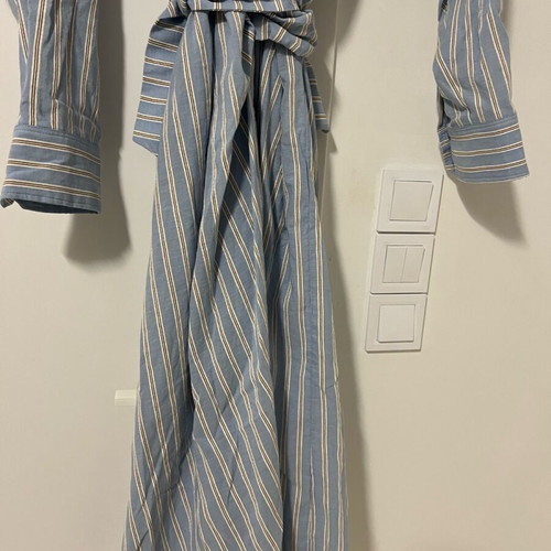 Zara wrapped dress turquoise with stripes, new, cotton blend