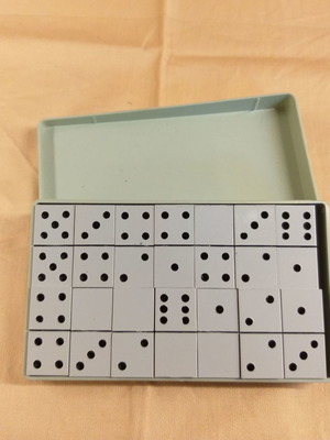 Domino game used, Russian made in plastic box