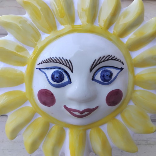 Vintage ceramic double-sided garden sun decoration, like new