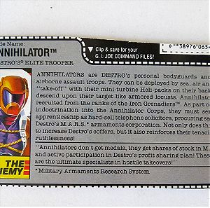 GI Joe "Annihilator" (1989) (US) filecard