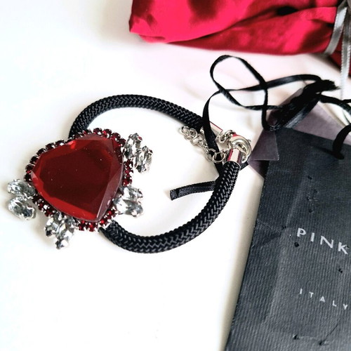 Pinko heart bracelet new with tag, black and red