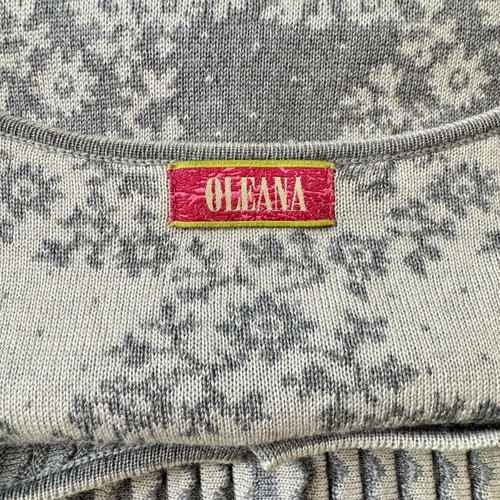 Oleana Floral γιλέκο μεταχειρισμένο, μετάξι και μαλλί, μέγεθος M/L, γκρι