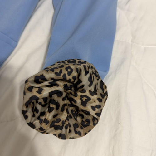 Baby Blue Suit one size with leopard lining like new