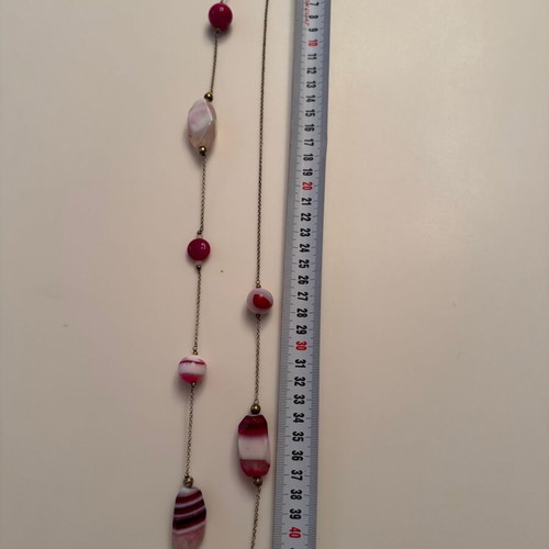 Gregio women's long necklace gold-plated 925 silver like new with pink stones