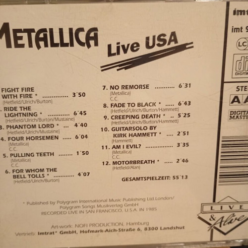 Metallica Live USA CD used, metal genre