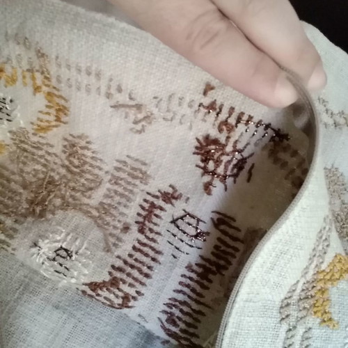 Embroidered pillow new in linen straw 43×43 cm