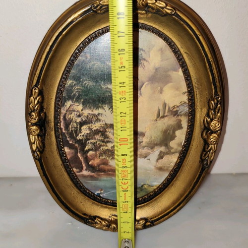 Oval frame with wooden border used, vintage