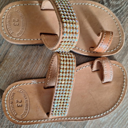Leather summer sandal No23 with glitter like new