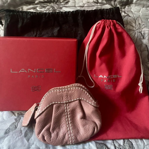 Lancel Gousset leather coin wallet with box and dustbag