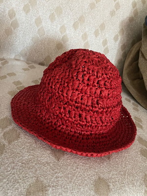 Knitted sun hat new, red, size M