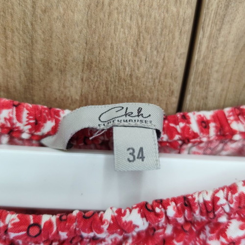 Clockhouse Off-The-Shoulder Floral Button-Front Tie-Hem Crop Top XS 34