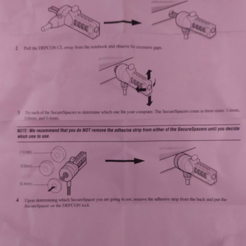 Defcon Secure Spacer Laptop Security Cable Lock used
