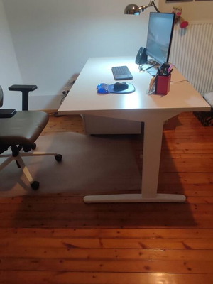 Dromeas office desk with wheeled drawer, white melamine