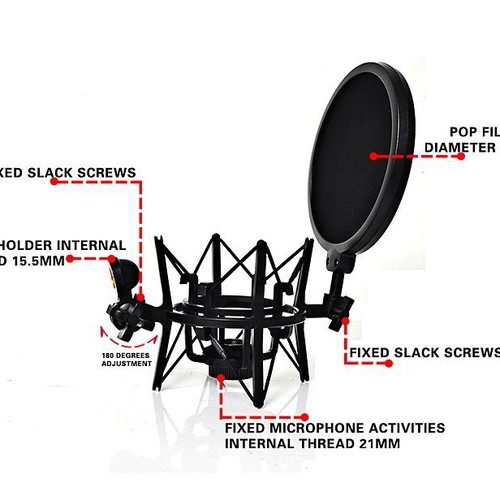 Shock Mount and Pop Shield Filter 2 in 1 new
