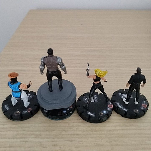Heroclix Mortal Kombat figures and cards used, 52 characters