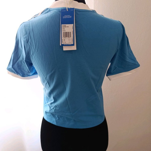 Adidas Originals cropped tee new, size Medium, blue