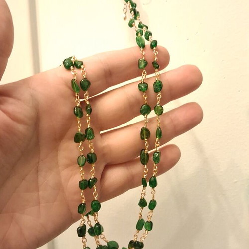 Anna Maria Mazaraki necklace large gold plated like new, green and gold