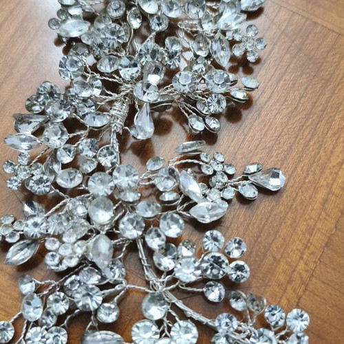 Bridal hairpiece with crystals new, silver metal decoration