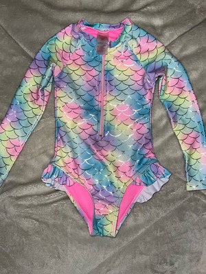 Mermaid one-piece swimsuit for girl like new, multicolor, size 92 cm