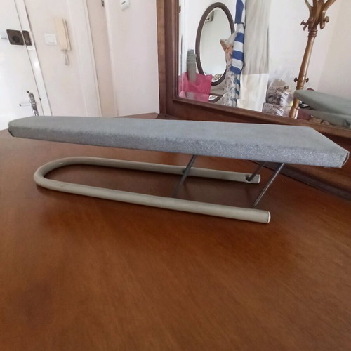 Sleeve ironing board like new, foldable metal with soft gray cover