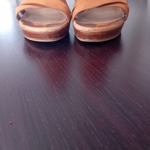 Stuart Weitzman Strappy Suede Heeled Sandals used, tan cognac, size 39