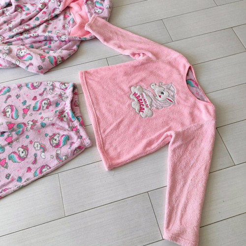 Warm fleece set for girls size 8/10 like new, pink