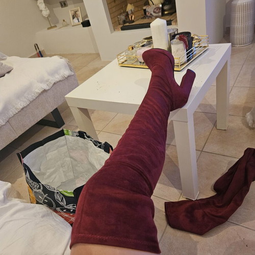 Over knee boots like new, red, size 36
