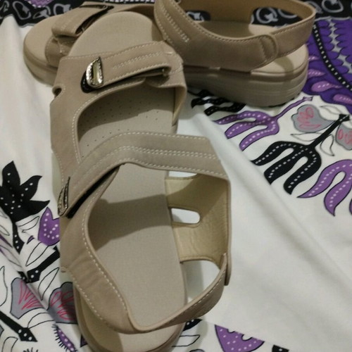 Summer women's sandals with PU leather size 43 new beige