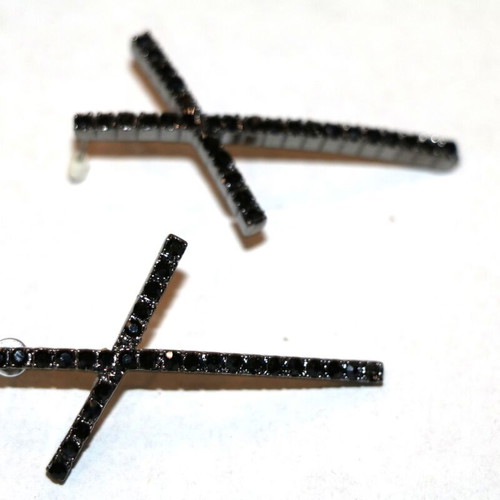 Antique diamond earrings cross black zirconia 5cm new