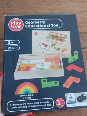 Montessori wooden toy for 3+ years with geometric shapes like new