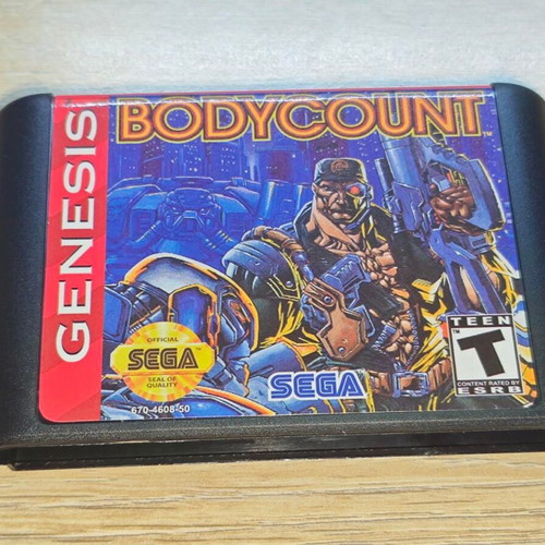 Bodycount Sega Genesis Cartridge like new, retro shooter