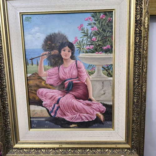 Oil painting on canvas “Girl with pink dress” like new