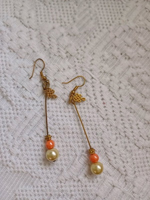 Earrings with Bohemian crystal beads new, orange and gold