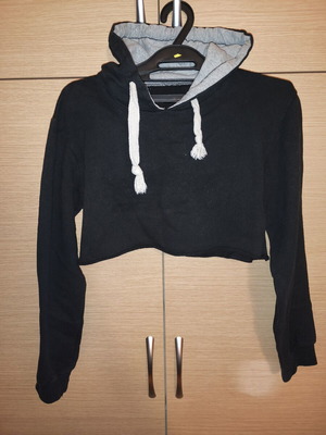 Short hoodie sweatshirt used, black, size M