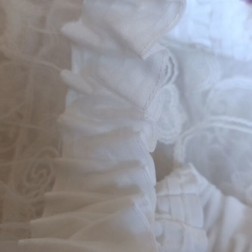 Acrylic Tulle Curtain used, white sugar color with embroidered floral glitter