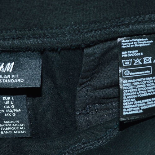 H&M men's pants black size L new Regular Fit Cargo
