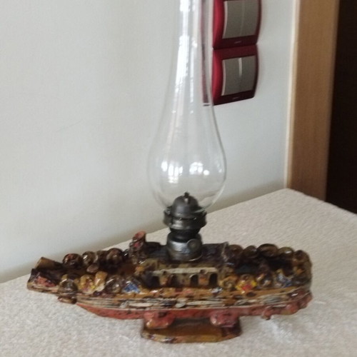 Ottoman Ceramic Ship Lamp Ganakkale 19th Century Vintage